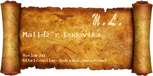 Mallár Ludovika névjegykártya